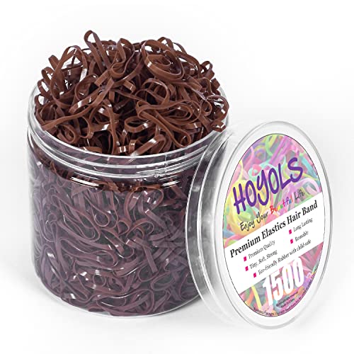 HOYOLS 1500 Pcs Brown Elastic Hair Bands ? Small TPU Rubber Bands for Girls & Women, No Damage Hair Ties, Stretchy Ponytail Holders for Fine, Thin to Medium Hair (Brown)