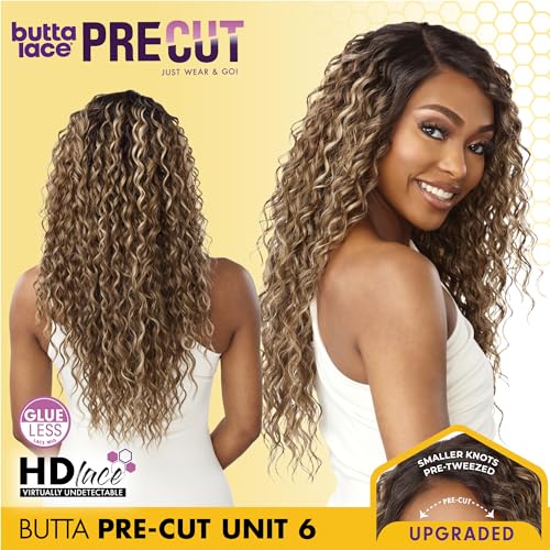 Sensationnel Butta Lace Precut Wigs - Unit 6 Glueless Extra Wide 5 Inch Deep Parting Synthetic Pre Tweezed Smaller Knot Hairline (TH2/27613)