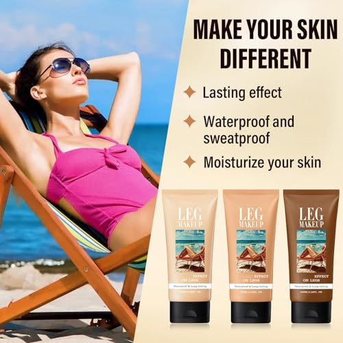 Legs Makeup Waterproof with Brush,No Transfer Body Concealer,Tattoo Cover Up Makeup Waterproof,Long Last Body Foundation for All Skin Tones,100ML (Bronze)