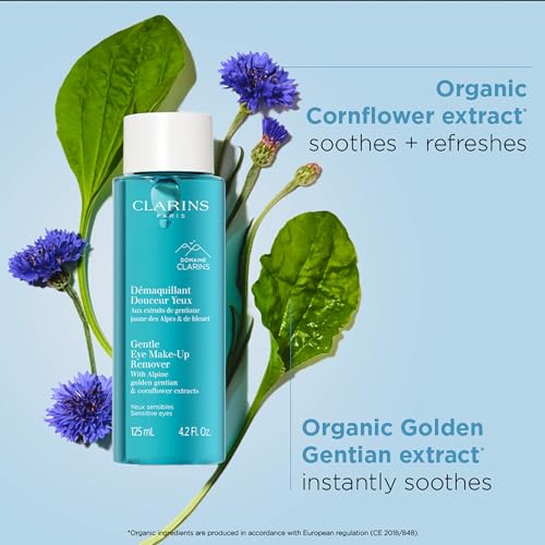 Clarins Gentle Eye Make-Up Remover | Removes Light To Medium Eye Make-Up | Cleanses, Soothes and Softens | Conditions Lashes | Oil-Free | Ophthalmologist Tested | All Skin Types | 4.2 Fluid Ounces