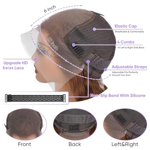 Chocolate Brown Lace Front wig 13¡¿6 Body Wave Lace Front Wigs Human Hair 200 Density HD Lace Brown Human Hair wig Pre Plucked Pre Bleached Knots (Brown, 26 inch)