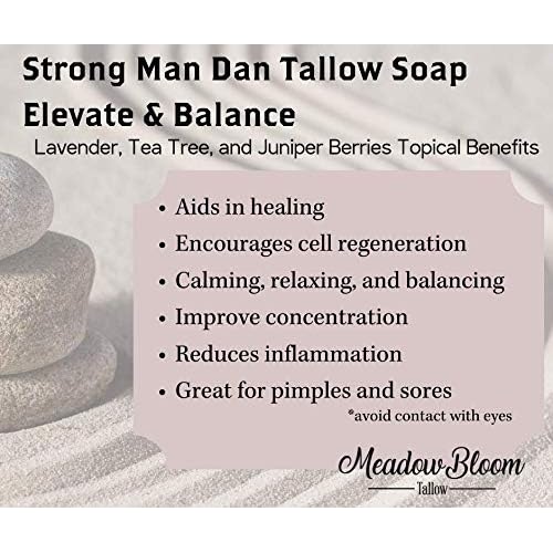 EST'D 2004 HC Meadow Bloom Tallow Bar Soap - Tea Tree & Juniper 2 Pack - Made with All Natural 100% Grass Fed Tallow Handmade Soap Bar - Great for Face or Body Soap