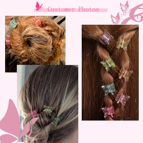 Glitter Mini Butterfly Hair Clips, Sparkly Colorful Hair Accessories for Girls and Women - 90s Y2K Cute Small Hair Claw Clips, 10 Assorted Colors, Set of 100 (Glitter)