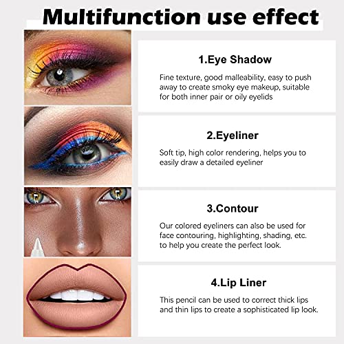 evpct 12Pcs Green Blue White Black Brown Purple Color Gel Glitter Eyeliner Pencils Set for Women Waterline Waterproof Smudge Proof lapiz de ojos delineador de ojos contra el agua Eye Liner Makeup 1
