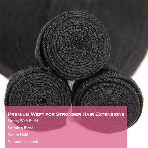 14A Virgin Human Hair Bundles 3pcs/set 240g 16 18 20 Inch Natural Color Straight Hair Extensions - Long-Lasting, BrazilianRaw Remy Human Hair for Volume & Luxurious Styles