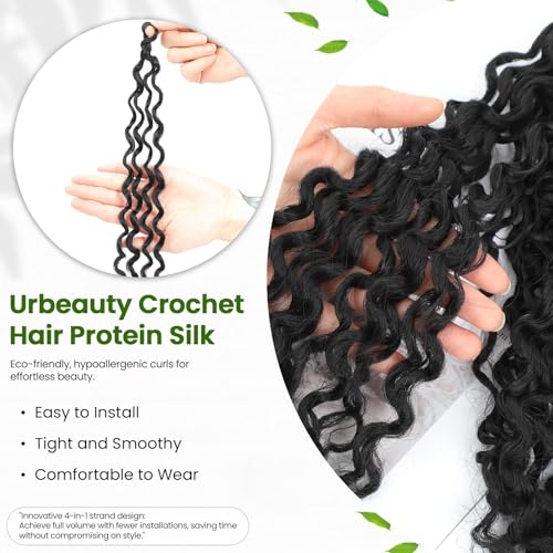 Full Head Crochet Hair for Black Women Human Hair Soft Feeling, Short Gogo Curl Protein Silk 80 Strands, Deep Curly Innovative 4-in-1 Strand Design Hypoallergenic Synthetic Fiber