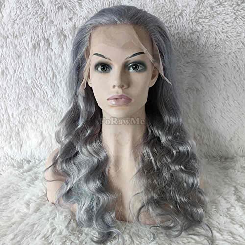 Virgin Brazilian Body Wave Human Hair Front Lace Wigs For Black Women 180% Density Grey Remy Real Hair Pre Plucked Lace Wigs Productions 13X4 Deep Space Lace 18 Inch
