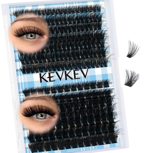 Lash Clusters 100D+200D 3D Volume Eyelash Clusters 10-18mm Thick Individual Lashes 231pcs D Curly Cluster Eyelash Extensions Soft DIY Lash Extension At Home(0.05D,100D+200D)