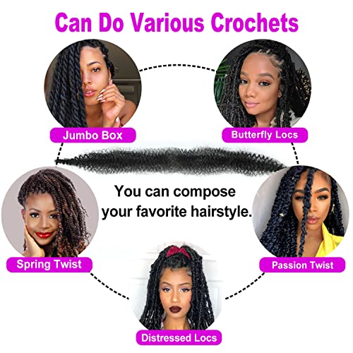 Afro Twist Hair 16Inch 3Packs Springy Afor Twist Hair Black Color Pre Fluffed Spring Twist Hair Marley Twist Braiding Hair for Black Women (16 Inch (Pack of 3), 1B#) ¡¦