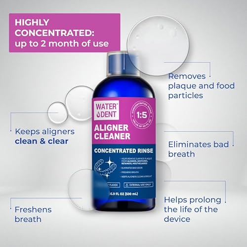 ALIGNER Cleaner Rinse | Concentrated | Clean INVISIALIGN, retainers, dentures, Mouth Guards | 2 Month Supply, (Pack of 1 - Value of 101 fl.oz), Alcohol Free, Minty & Fresh. Made in USA - Pack of 1