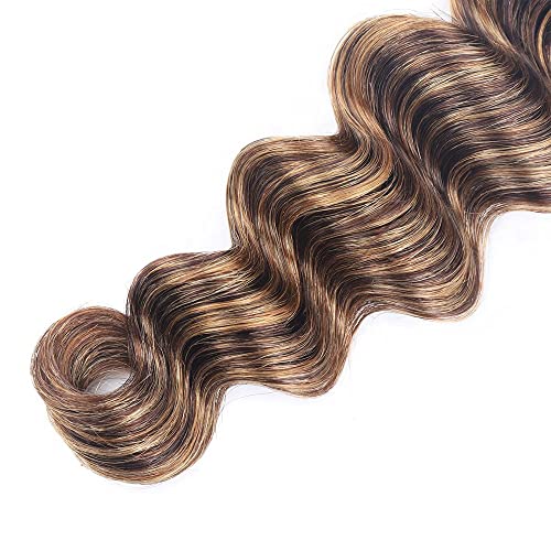 P427 Highlight Blonde Bundles Human Hair Brown Deep Wave 3 Bundles 34 34 34 Inch Unprocessed Brazilian Virgin Remy Honey Blonde Deep Wave Bundle Human Hair Extensions