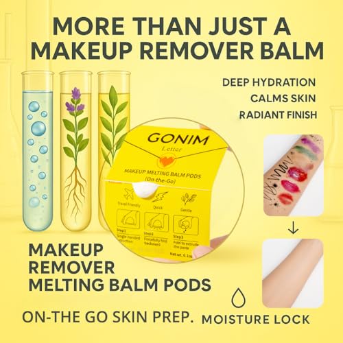 GONIM Cleansing Balm Makeup Remover, Hydrating Facial Cleanser for On-the-Go, Makeup Remover Melting Balm, Travel Size Mini Makeup Cleansing Oil, Travel Essentials for Women, Soothing 3gx15pcs