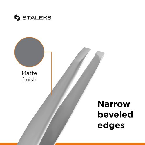 STALEKS PRO Expert 62 Type 4 Professional Eyebrow Tweezers – Narrow Beveled Stainless Steel for Fine Brows & Small Hands