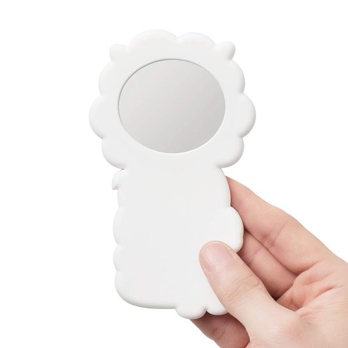 BT21 RJ Character Small Mini Travel Handheld Hand Mirror for Women and Girls, White