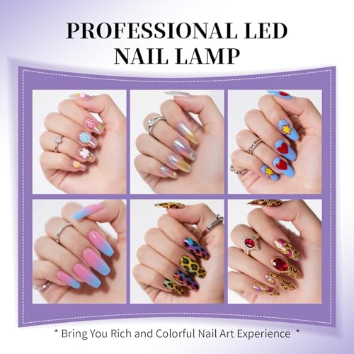 JEWHITENY Purple Fast U V Dryer for Gel Nail Polish:Gel Manicure U V Light with 4 Timers & Automatic Sensor Gel Nail Lamp Professional Curing LED Light