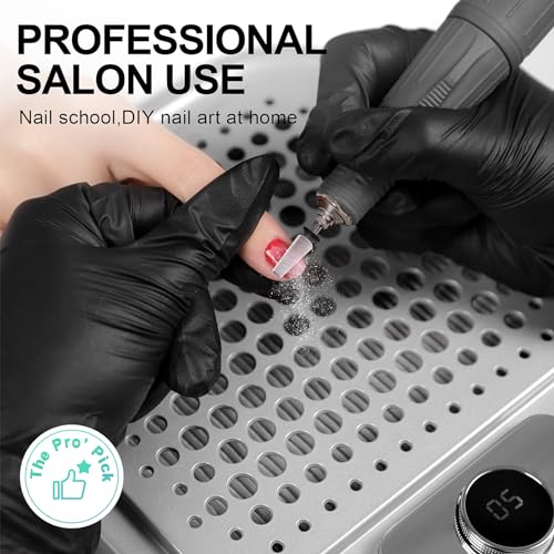 L'UGX Rechargeable Dust Collector Nail Tech with 30 Paper Filters,10-Gear Professional Nail Dust Collector for Acrylic Nails Vacuum Duster Turbo Brushless Extractor Cleaner Fan for Salon & Home Use