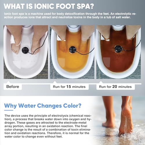 Ionic Foot Bath Detox Machine, Premium Ion Foot Spa for Home Use, Includes 3 Sea Salts (Original/Rose/Lavender), Basin, 2 Ion Arrays & Accessories, Perfect for Parents/Seniors/Partner/Self