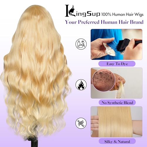 613 13x6 Lace Front Wig Human Hair Pre Plucked 250 Density 20 Inch Body Wave Blonde Wig Human Hair 613 HD Lace Frontal Wigs 13x6,100% Real Human Hair No Tangle No Shedding Triple Lifespan 3X