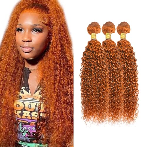 Bundles Human Hair 26 28 30 Inch Deep Wave Orange Ginger 350 Human Hair Bundles 12A Unprocessed Brazilian Virgin Hair Quick Weave Bundles for Black Women