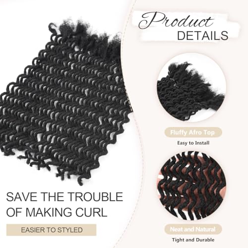 DAIXI Curly Wave Loc Extensions Human Hair, 100% Real Human Hair Dreadlock Extensions for Man/Women Handmade Permanent Dread Extensions Can Be Dyed Bleached Twisted (0.4cm, 1B, 6 Inch 70 Strands)