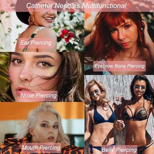 Catheter Piercing Mixed 10Pcs IV Catheter Piercing 14G 16G 18G 20G 22G Ear Nose Piercing Catheter Hollow for Lip Tongue Belly Cartilage Piercing Kit Piercing Supplies