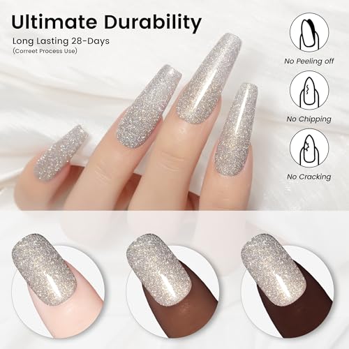 YTD Likomey Colorful Light Gold Reflective Glitter Gel Nail Polish,15ml Holographic Flash Diamond Shimmer Gel,Sparkly Shiny Fall Winter Salon Home Manicure UV Varnish,SZ503
