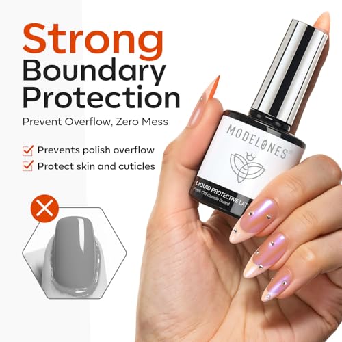 modelones Gel Polish Liquid Latex for Nails, 15 ml Peel Off Nail Polish Barrier with Stick, Fast Dry Cuticle Guard, Skin Protector for Fingers