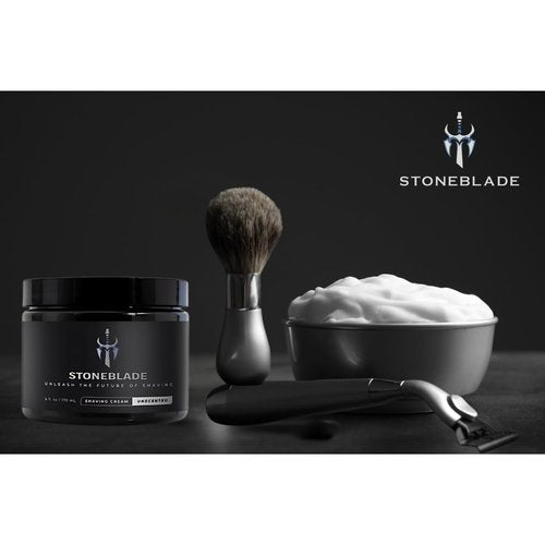 StoneBlade Unscented Shaving Cream for Men – Luxury Lathering Shave Cream for Sensitive Skin, Hydrating Non-Irritating Formula, Use with Brush or Hands, Made in USA