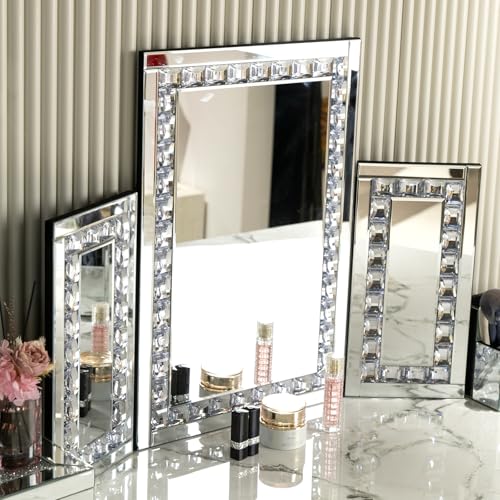 Silver Trifold Mirror -Hollywood Large Vanity Trifold Makeup Mirror, 3 Side Folding Tabletop Mirror £¬Braiding Hair, Makeup 360¡Æ Way