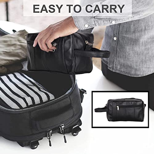 Liberty Leather - Genuine Sheep Nappa Leather Unisex Toiletry Bag for Travelling | Bathroom Organizer with Multiple Compartments for Men and Women | Portable Cosmetic Case for Traveling Dopp Kit