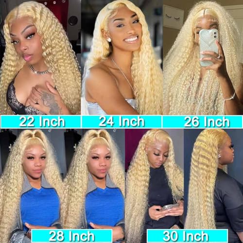 613 Lace Front Wig Human Hair 180 Density Blonde Wig Human Hair Wet and Wavy Wigs for Black Women Glueless HD Lace Frontal Wigs (28 Inch)