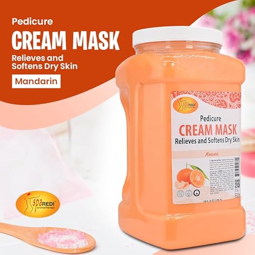 SPA REDI - Body and Foot Cream Mask, Mandarin, 128 Oz - Pedicure Massage for Tired Feet and Body, Hydrating, Fresh Skin - Infused with Hyaluronic Acid, Amino Acids, Panthenol, Comfrey Extract