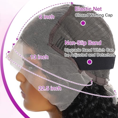 26 Inch 13x6 Deep Wave Lace Front Wigs Human Hair HD Transparent Lace Frontal Curly Wigs 200 Density Deep Curly Lace Front Wigs Human Hair Wig Pre Plucked Natural Color Deep Wave Wig