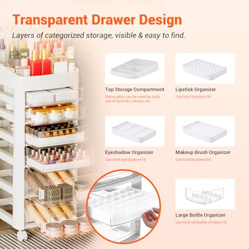 Transparent Stand-Up Makeup Organizer with Detachable Storage Compartments, Organized Arrangement, No Complex Assembly