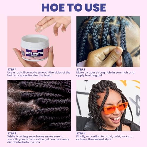 Braiding Gel Extra Hold 8.1 Oz - Great For Braids,Twist, Locs & Smooth Edges - Braid Gel Extreme Hold Adds High Shine,Edge Control,No White Residue,Braiding Hair Gel 230g