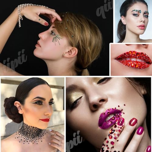 28 Types Black White Transparent Jelly Resin Rhinestones w B7000 Jewelry Glue for Bedazzling Crafting 3-6mm Flatback Stones Gems Diamonds Crystals for Face Eyes Makeup Crafts Tumblers Bottles