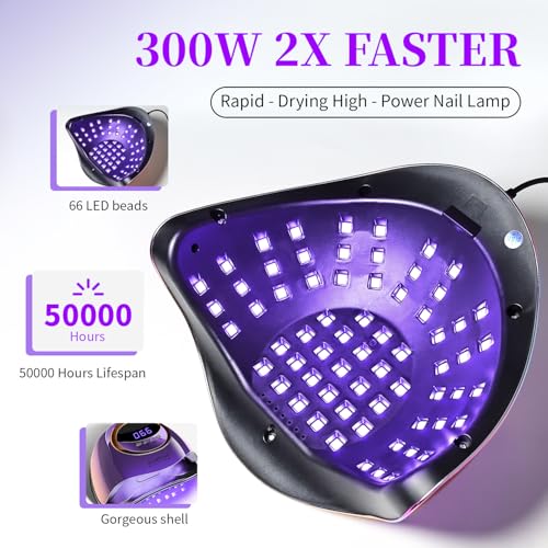 JEWHITENY Purple Fast U V Dryer for Gel Nail Polish:Gel Manicure U V Light with 4 Timers & Automatic Sensor Gel Nail Lamp Professional Curing LED Light
