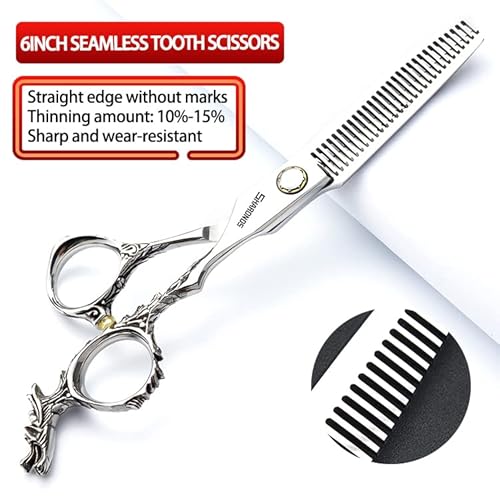 Sharonds 6/7 inch Professional Hair Cutting Scissors Set Hair Cutting Scissors Thinning Teeth Shears Set,Sliver Scissors,Barber,Salon,Hairdressing Scissors Kit,Japanese 440C Scissors (6-inch 4pc-A)