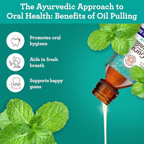 GuruNanda Travel Size CocoMint Oil Pulling Mouthwash, 7 Essential Oils & Vitamins, Promotes Fresh Breath & Happy Gums, No Alcohol & Fluoride, 3 oz