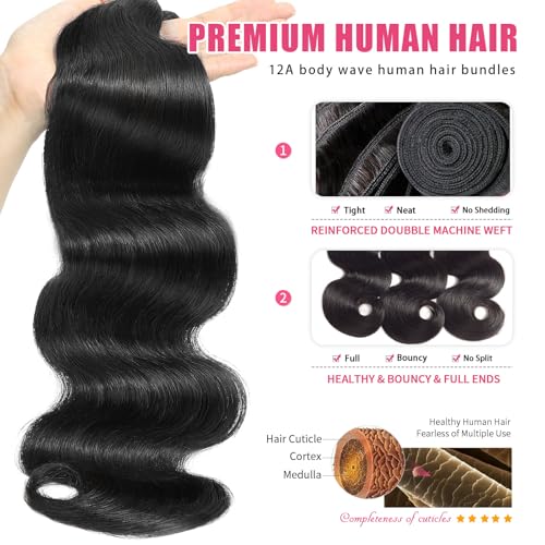 Body Wave Bundles Human Hair 12A Body Wave Bundles Human Hair 24 24 24 Inch 3 Bundles Brazilian Virgin Hair Extensions Natural Color