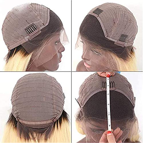 Smavida Pre Plucked Lace Front Wigs - 13x4 HD Ultra-thin Invisible Lace Front Wigs for Black Women, Dark Roots Ombre Blonde Human Hair Wigs Body Wave Melted Hairline