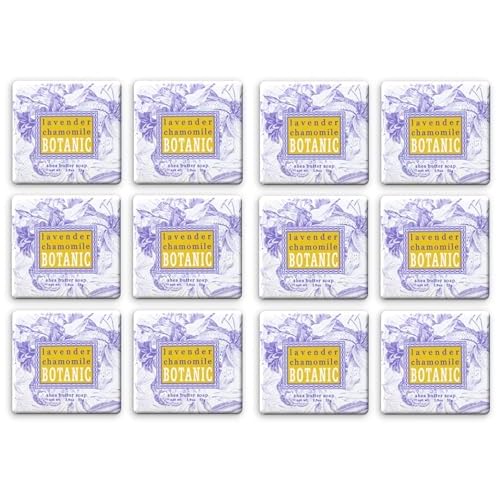 Greenwich Bay Lavender Chamomile Scented Bar Soaps - 12 Pack of Mini 1.9 oz. Botanical Scented Bars - Perfect for Guest Bath, Airbnb, Salon, Spa, Hotel - Elegant Wrappers