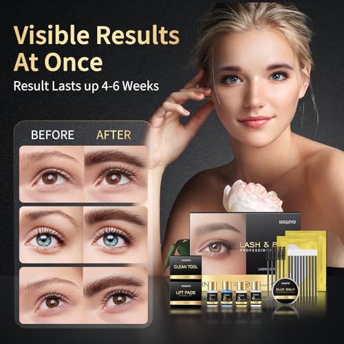 Lash Lift Kit - Brow Lamination Kit, Eyebrow Lamination Kit, Professional Eyelash & Brow 2 IN 1 Perm Kit, Eyebrow lift Kit, Fuller & Thicker Brows Suitable for Salon & Home Use, Lasts For 4-6 Weeks