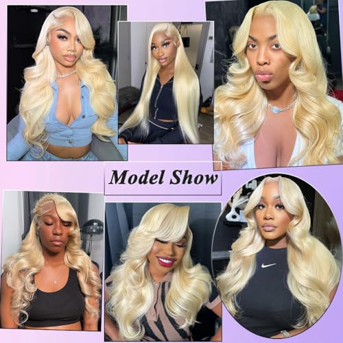 613 Lace Front Wig Human Hair 200 Density Blonde Wig Human Hair 13x6 613 Body Wave HD Lace Frontal Wigs Human Hair Pre Plucked 613 Wig for Women 32 Inch