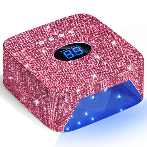 Cordless UV Nail Lamp, 54W Rechargeable UV Light for Gel Nails, Nail Dryer with 3 Timer Modes, Professional Quick Dry Curing Lamp for Salon & Home (Red Diamond)