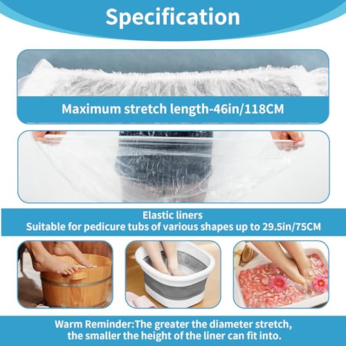 REQEHO 25PCS Pedicure Liners Disposable - Plastic Footsie Footbath Foot Soak Bath Spa Pedicure Bowl Liners Disposable Covers Bags for Feet Basin Soaking Bucket Tub Productos Para Pedicura Spa Supplies