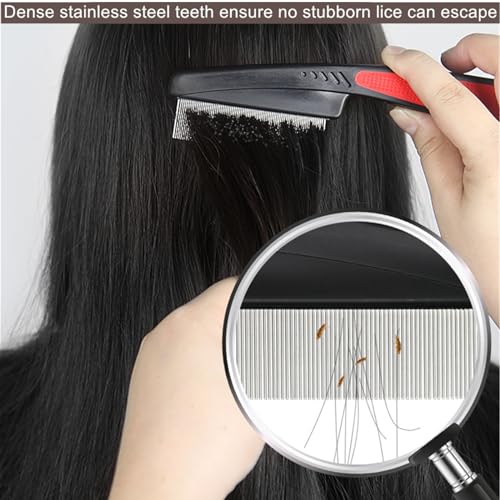 2 Pieces Stainless Steel Fine & Wide Tooth Comb, High Strength Teeth Hair Combs, Professional Dandruff Combs Grooming Tool (two different style)