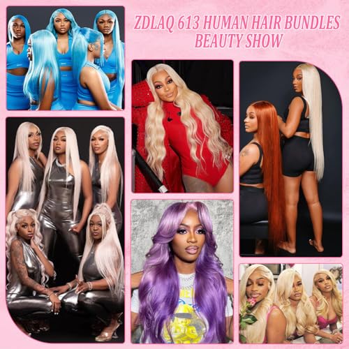 613 Bundles Blonde Bundles Human Hair 32 Inch 613 Body Wave bundles 100% Unprocessed 12A Grade Brazilian Virgin Hair Bundles 1 Bundle Human Hair 613 Blonde Bundle Hair Extensions for Women