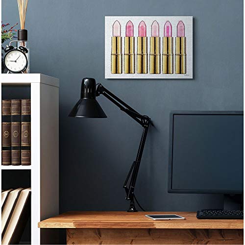 Stupell Industries Pink Gold Lipstick Glam Fashion Watercolor, Designed by Amanda Greenwood Wall Art, 36 x 1.5 x 48, Canvas