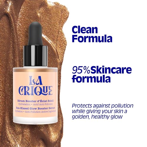 Bronzing Face Serum - Hydrating Bronzer Drops with Hyaluronic Acid & Anti-Pollution Protection - Natural Sun-Kissed Glow for All Skin Types - Vegan Friendly, Clean Beauty - 1 fl oz